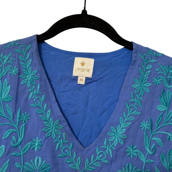 New J. Marie Blue Floral The Madeline Embroidered Mini Dress Size XS - Picture 4 of 7